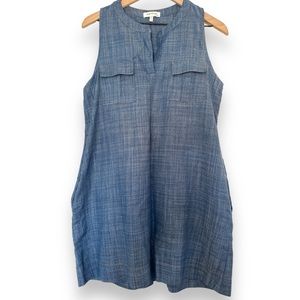 Monteau Sleeveless Cotton Chambray Dress L